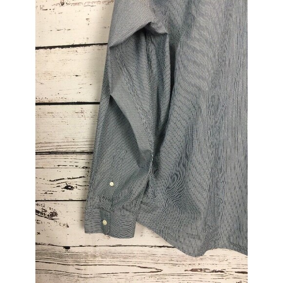 Michael Kors Dress Shirt XL Slate Blue White Pinstripe Long Sleeve Button Down - Picture 9 of 12